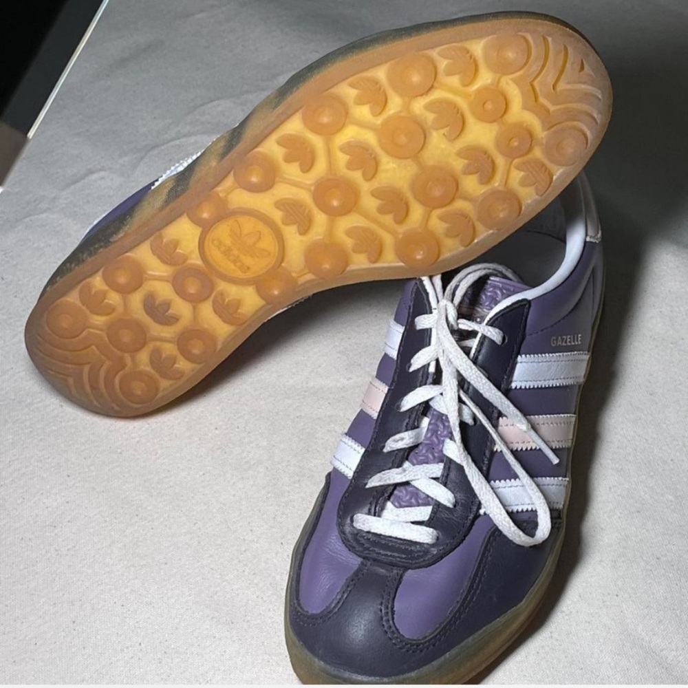 Adidas Purple and White Sneakers with Gum Sole